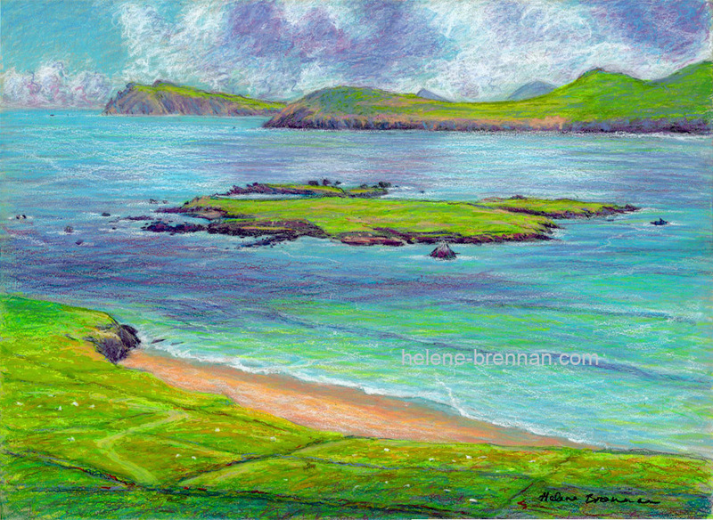 Beginish Island from Great Blasket Island Painting:: Oil Pastel