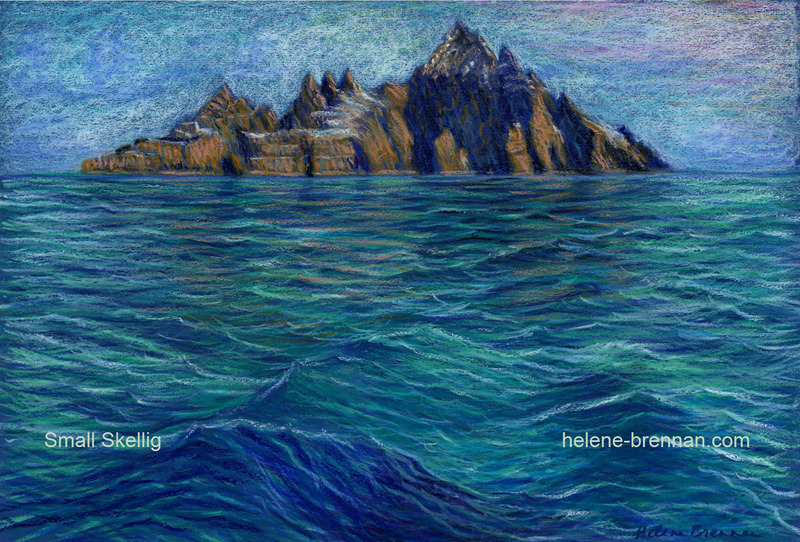 Little Skellig Painting:: Oil Pastel