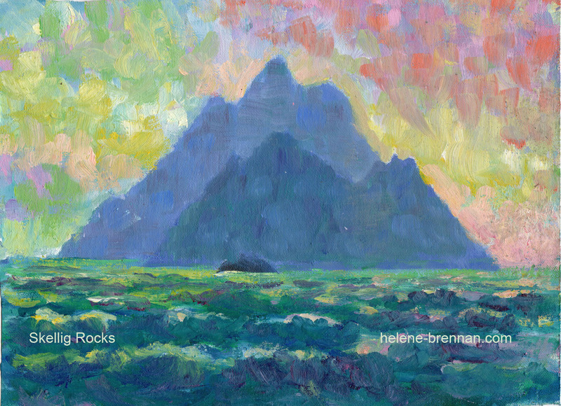 The Skelligs under a Colourful Sky Oil on Canvas