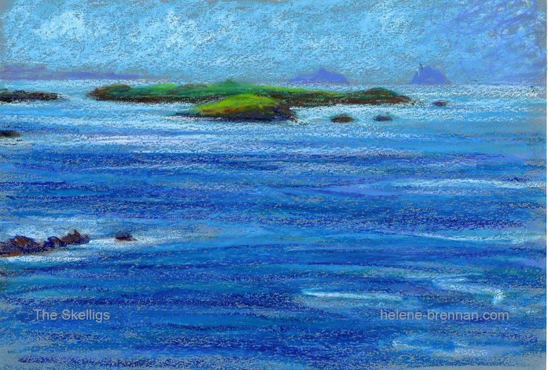 Skellig Rocks Painting:: Oil Pastel